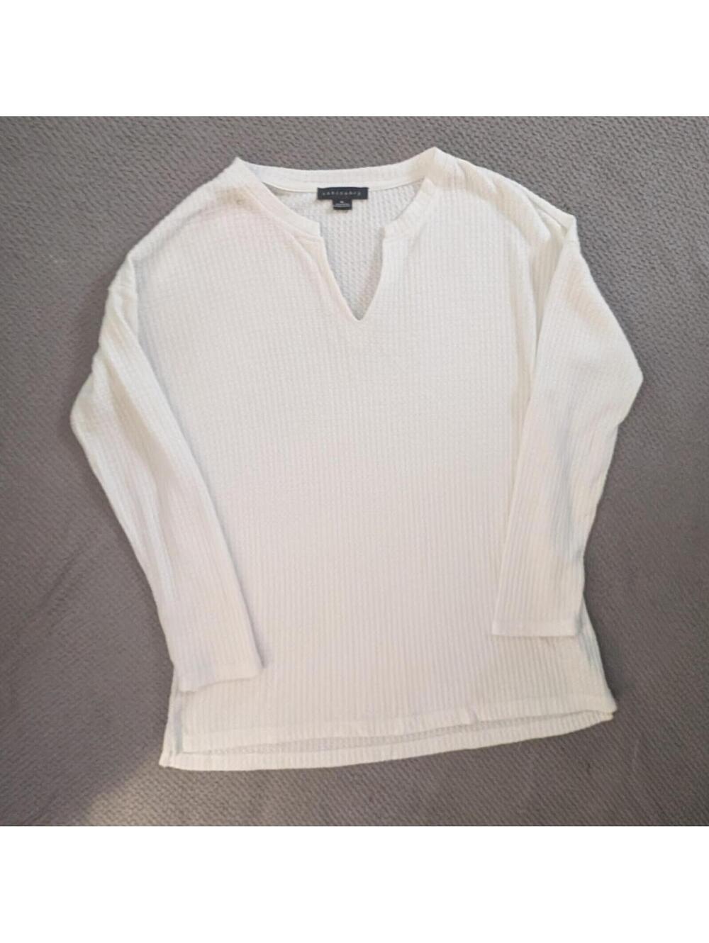 Sanctuary Women's Long Sleeve Waffle Knit Top Medium White